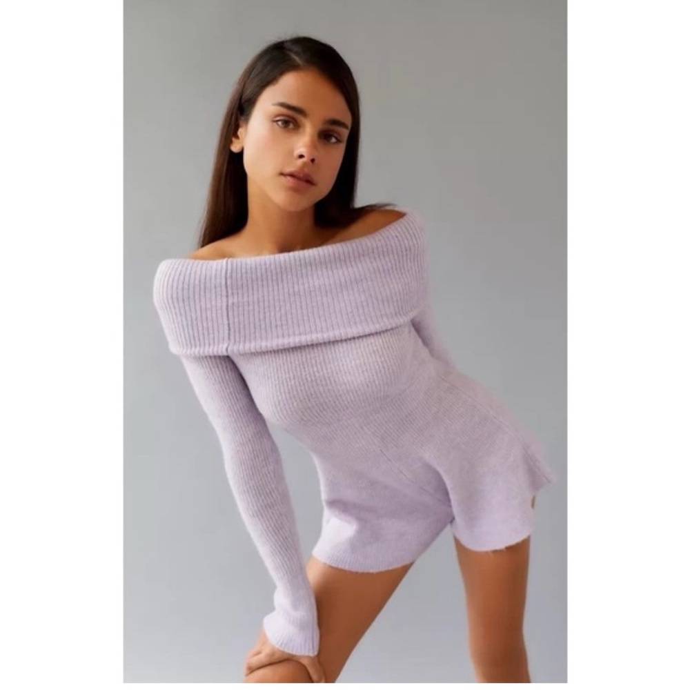 NWT Urban Outfitters Lavender Off-Shoulder Sweater Romper